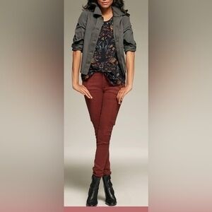 Cabi The Drifter Corduroy Mid Rise Cargo Pants 2 Red Pockets Stretch